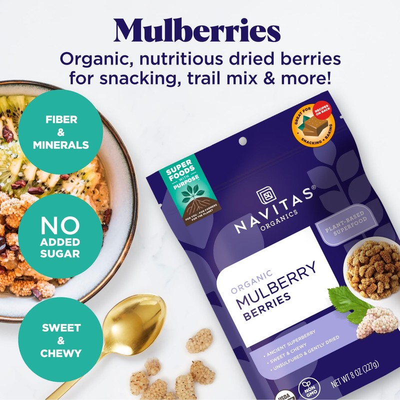 Navitas Organics Mulberries, 8 oz. Bag, 8 Servings — Organic,