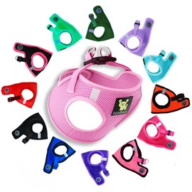 EcoBark Teacup Dog Harness - Luxury Step in Dog Harnesses XXXS - Reflective and Adjustable Vest Harness - Soft Mesh Halter Harness Vest for Puppies & Dogs (Baby Pink)