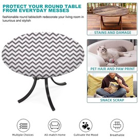 FUANGUI Round Tablecloth Stretch Round Fitted Tablecloth with Elastic Spandex Table Cloth Round Cover Washable Dining Table Protector for Indoor Outdoor Round Dining Table(Non-Waterproof)