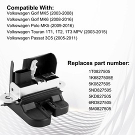 JYCONNECTS Tailgate Lock, Boot Lock, Tailgate Boot Lid, Door Lock Compatible with VW Golf Tiguan, Touran, Polo, Replacement for 1T0827505 1K6827505E 5K0827505 5ND827505