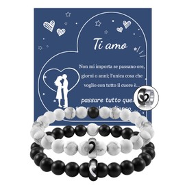 CheersLife Valentine's Day Partner Bracelets Couples Gift Bracelets Couples Bracelet I Love You Couple Bracelets Friendship Bracelet for Couples Gifts Husband Birthday 2PCSIT, Stainless Steel, Bead