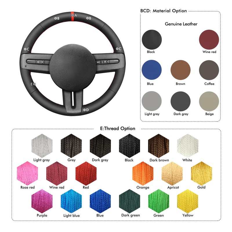 MEWANT Steering Wheel Cover for Ford Mustang 2005-2012 Hand-Stitched for