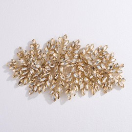 Lenjicons Bridal Rhinestone Hair Comb Large Rhienstone Wedding Headpiece Handmade Crystal Hair Comb for Bride Wedding Hair Accessories for Women (champagne)
