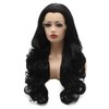 Meiyite Hair Wavy Long 26in Dark Brown Heavy Density Synthetic
