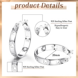 MILACOLATO 925 Silver Gold Hoop Earrings for Women 14K Gold Plated Silver Chunky Hoop Hypoallergenic Paw Print Huggie Sleeper Cute Choker Earrings Earings for Women Girls