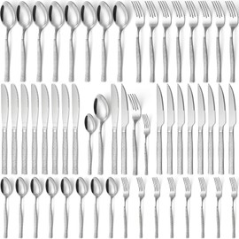 48-Piece Silverware Set,Stainless Steel Flatware Set with Steak Knives for 8,Include Knives Spoons and Forks Set,Tableware Cutlery Set for Home Kitchen Hotel Restaurant