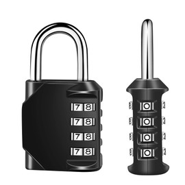 NUZAMAS Pack of 2 Heavy Duty Combiniation Padlock - 4 Wheels Combination Padlock - Alloy Steel for Corrosion Resistance - Weatherproof Keyless-Lock for Home, School & Garage Locker-Black
