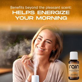 Rain Aroma Premium Aromatherapy Oils Blend – 0.33oz Invigorating Diffuser Oil with Lavender & Spicy Notes for Morning Alertness – Gift for Moms, Home & Office Use
