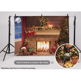 Christmas Fireplace Backdrop, Fireplace Banner Background Winter Xmas Holiday Photography Photo Studio Props Santa Claus Merry Christmas Decorations, Ladvis 82.7"x59"