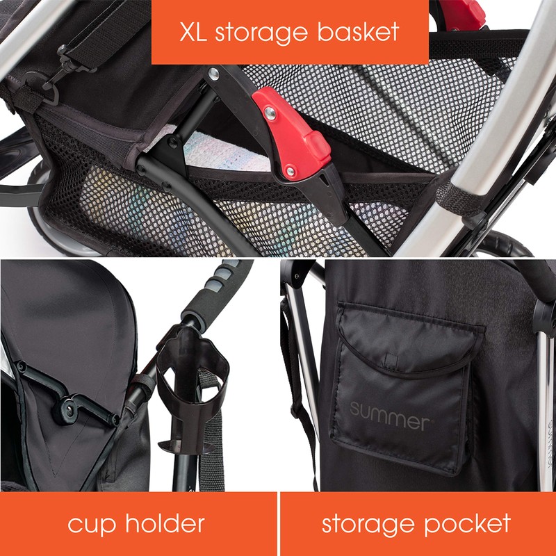 Summer Infant Ingenuity 3Dlite Convenience Stroller,Jet Black–Lightweight Stroller with Aluminum