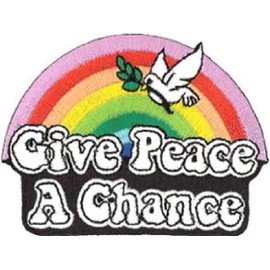 Klicnow Give Peace a Chance (Rainbow) embroidered Patch 8cm X 6cm (3" X 2 1/4")