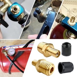 2 Pack Brass Air Inflator Adapter, Tire Inflator Adapter1/4 NPT (M) to Standard Schrader Valve (M), Tire Inflator Connector for Portable Air Compressor, Pump, Air Hose, Air Chuck, Auto Car Tire Valve