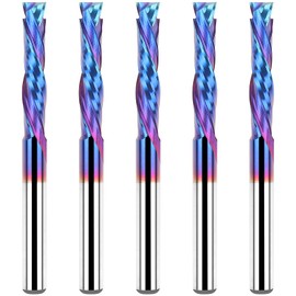 EANOSIC 5PCS Carbide Compression Router Bit Up&Down End Mills 1/8 inch Shank with 1/8 inch Cutter for CNC Mill Machine Wookwork 3D Profile Detail Engraver Carving