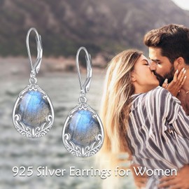 POPLYKE Filigree Labradorite/Opal/Lapis Lazuli/Larimar/Black Tourmaline/Turquoise/Peridot Earrings for Women Sterling Silver Filigree Earrings Jewellery Gift for Women, Sterling Silver, No Gemstone