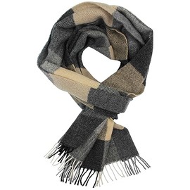 Rotfuchs® Woven Scarf Men's Winter Scarf Warm & Soft Wool Herringbone & Checked Multicoloured Made in Germany, Grey anthracite white