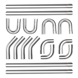 PHILTOP 2.25" DIY Custom Exhaust Kit - 16 Pcs Mild Steel Tubing Mandrel Bend Pipe Straight & U-Bend Kit, Universal Fit for EXP329
