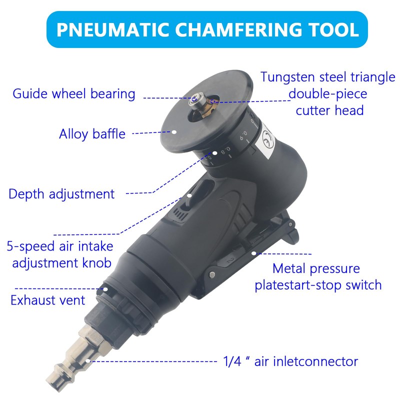 Pneumatic Chamfering Tool – 45° Mini Air-Powered Chamfer Machine for