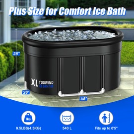 Upgrade XXL 150 Gal Cold Plunge Ice Bath Tub, Large Size for Athletes Up to 6'5'' Tall, Portable for Cold Water Therapy Recovery, Insulated Multi Layered Ice Bath Barrel for Indoor Outdoor Gym