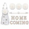 Kypikosp 3 White Mums,1 Neck Strap,10 Pearl Letters,Homecoming Mum Supplies
