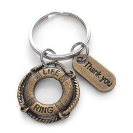 Bronze Lifesaver Keychain & Thank you Charm, Appreciation Gift, You've Been a Lifesaver