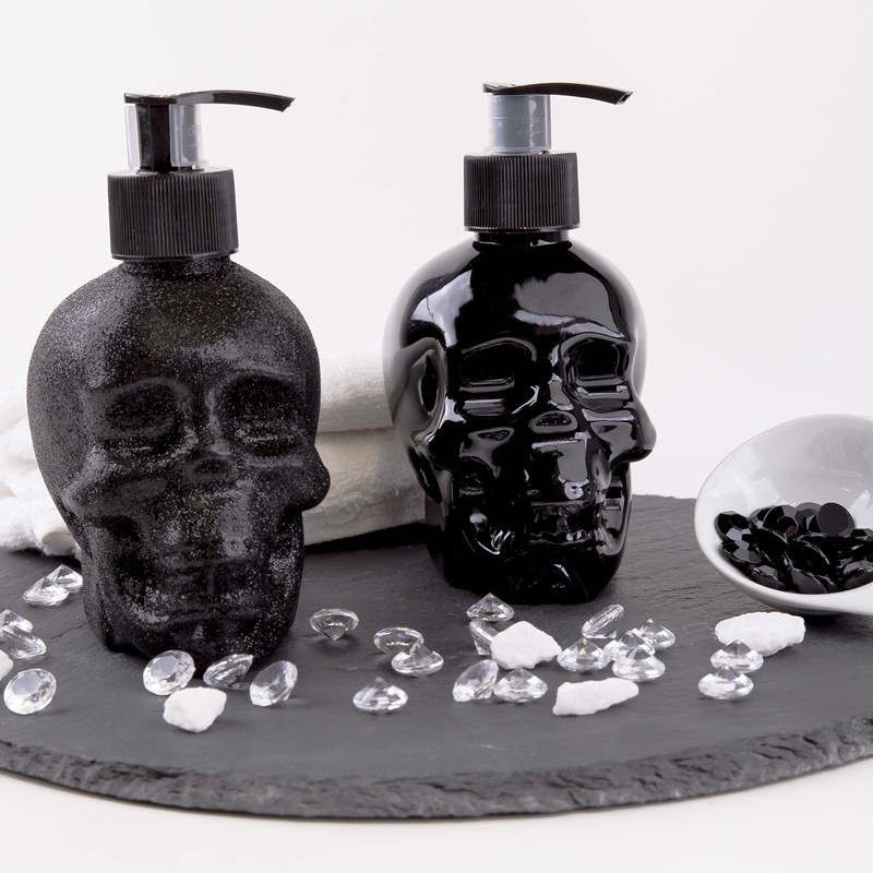 Accentra Skull Soap Dispenser with Liquid Soap - Black Chrome-Look