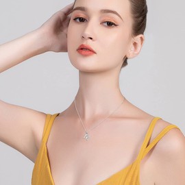 Gemschest Graduation Gifts Initial Necklace S925 Sterling Silver Jewelry Cubic Zirconia Letter Alphabet Phase Pendant Necklace Mother Day for Mom Women Ladies Teen 18" Chain Silver M