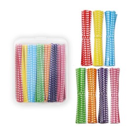 OWLFAVO 800pcs Plaid Colorful Plastic Twist Ties with 1 Storage Box, 4 Inch Long 7 Mixed Colors, Bread Bags Ties for Candy Cookies Gift Bags and Decoration