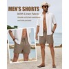 Neer 3 Pack Men's Linen Shorts Casual Cotton Lightweight Elastic
