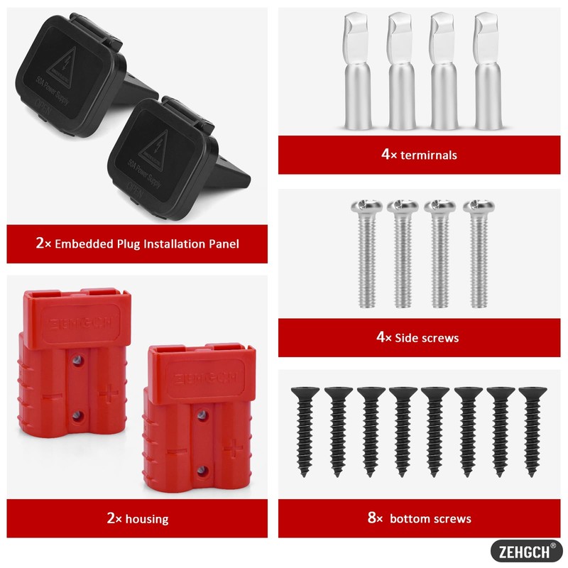 ZEHGCH 2PCS 12-36V Battery Quick Connect/Disconnect Electrical Connector Plug Kit