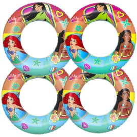 TOY DEALS USA Princess Swim Ring -4Pack- Swim Tube, Swimming Rings, Inflatable Tubes Floaties, Pool Floats for Kids, Pool Inflatable Rings, Boys & Girls 3+ (Princess-4PK)