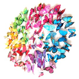 CUEMOON 72 Stück 3D-Schmetterlings-Wanddekoration, Schmetterlingsaufklebern, Kühlschrankmagnet für Kinderzimmer, Zuhause, Klassenzimmer, Party-Dekorationen，mehrfarbig