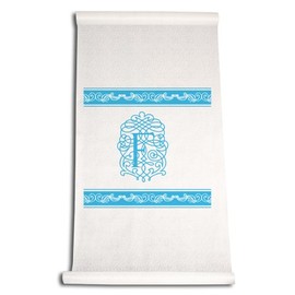 Ivy Lane Design 90-Feet by 36-Inch Aisle Runner, Fancy Font Letter F, White with Blue