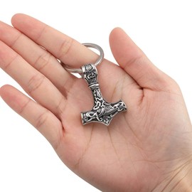 PiercingJak Men's Viking Pendant Mjolnir Thor's Hammer Odin Amulet Nordic Celtic Knot Stainless Steel Gift Lovers Love Friendship, silver