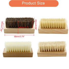 Unlorspy 4 Pcs Square Wooden Handheld Shoe Cleaner Brush Set for Sneakers,Leather Boots,Canvas Shoes (Include 1 Pcs Nano Silk,1 Pcs PP Silk,1 Pcs Natural Horsehair Bristles and 1 Pcs Pig Bristle)