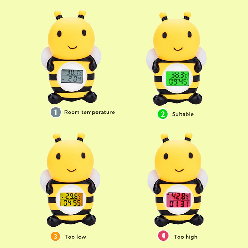 Baby Bath Thermometer Bee Shaped Alarm Function Infant Bath Safety