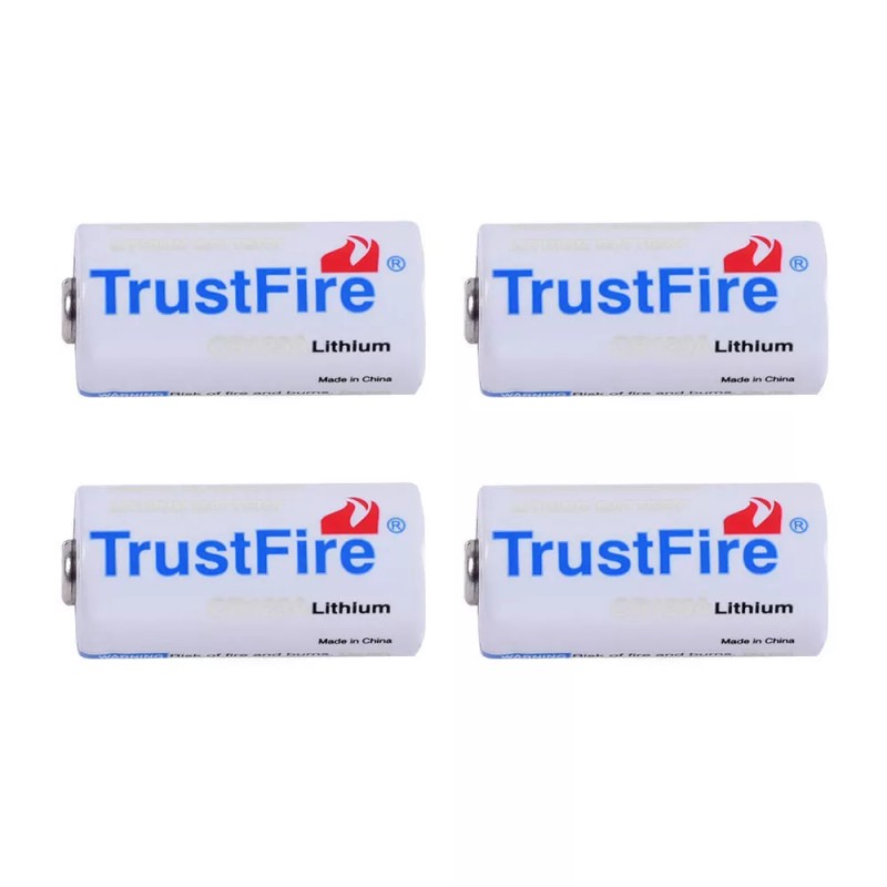 TrustFire 4pc TrustFire CR123A Lithium Batteries 3V Battery 1400mAh Cell