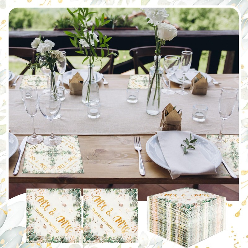 Lincia 100 Pcs Wedding Napkins for Reception Gold Cocktail Beverage