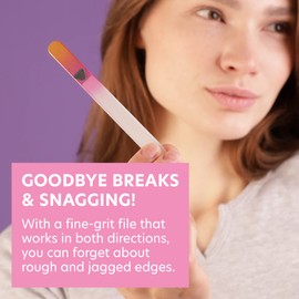 Glass Files for Nails, Professional Manicure Glass Finger Nail Files with Cases, Gentle Precision Files, Leaves Nails Smooth - 1 Piece Bona Fide Beauty Premium Czech Glass Files