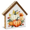 Pumpkin Decor - Fall Pumpkins House Shaped Wood Block Sign