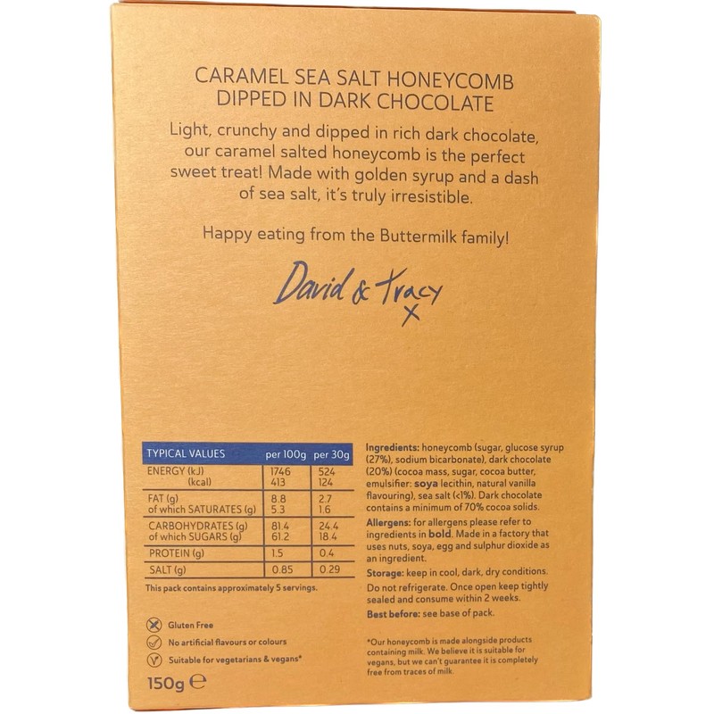 Hand Made Cornish Caramel Sea Salt Honeycomb 150g