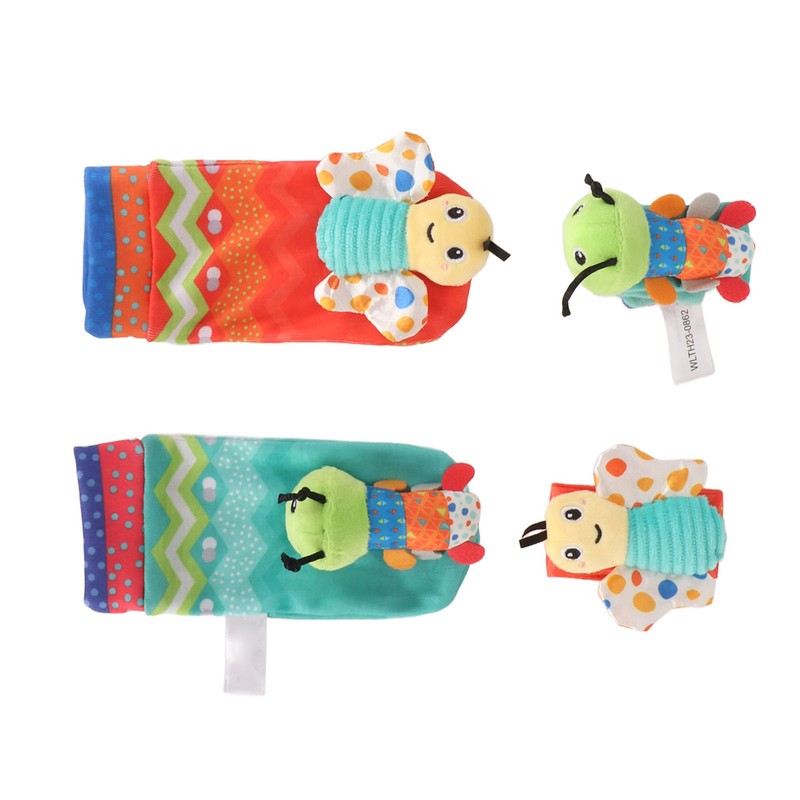 Baby Wrist Rattle Socks Set Soft Cute Cartoon Animal Hand