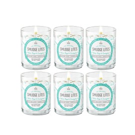 SOUL STICKS 6 Pack Smudge Lites Votive Candles | 960 Grams Decor Spa Candles | 12-Hour Burn Time Candles for Cleansing Negative Energy Infused with Smudging Herbs - White Sage & Eucalyptus