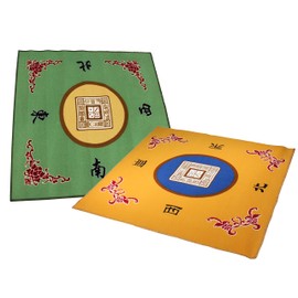 We pay your sales tax 31.5" Table Cover - Slip Resistant Mahjong Game / Poker / Dominos / Card Tablecovers Table Top Mats - Green + Yellow ( 2 Packs)