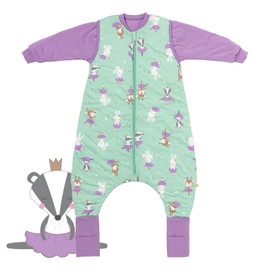 schlummersack Baby sleeping bag with feet, all year round, 2.5 tog, Oeko-Tex, sleeping bag with legs and extended cuffs, all-year sleeping bag for baby with sleeves, Ballerina