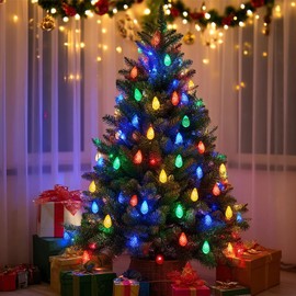 TW SHINE Solar C6 String Lights Outdoor, 16 FT 50 LED Multi-Colored Christmas Light with 8 Modes, Waterproof Solar Powered Lights for Trees House Holiday Yard Fence Decorations