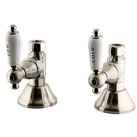 Kingston Brass CCK44158PL Trimscape 1/2 Inch FIP x 1/2 O.D. Compression Quarter-Turn Straight Stop Valve, Brushed Nickel