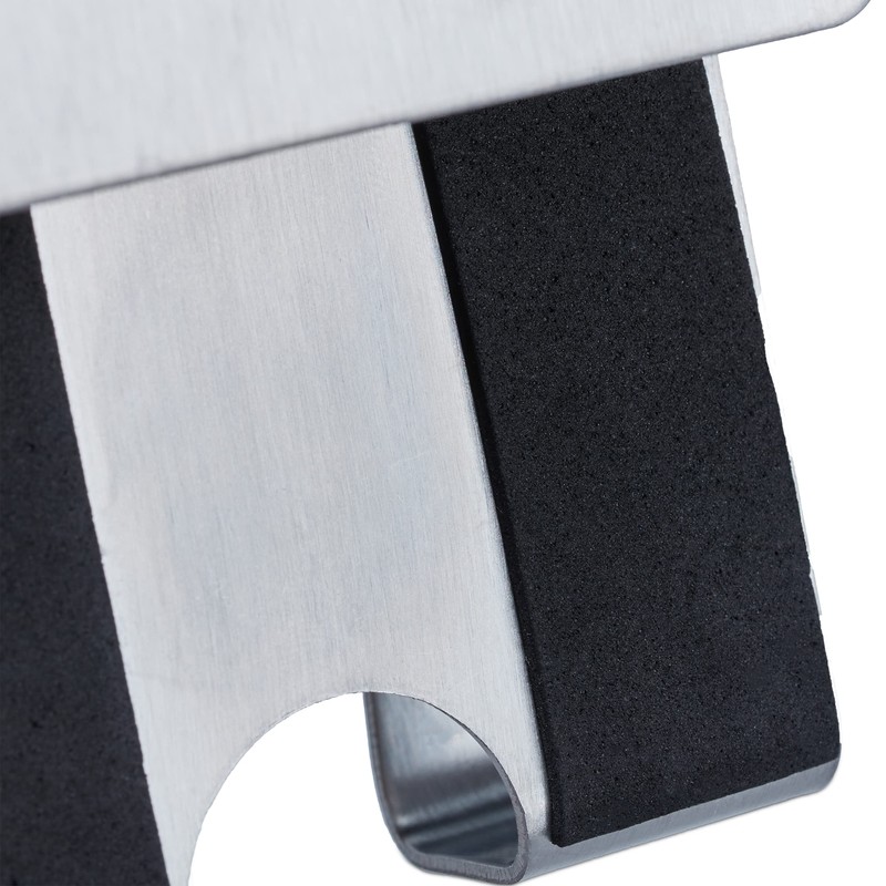 Relaxdays Door Set of 4, Stainless Steel, Double Hooks, for
