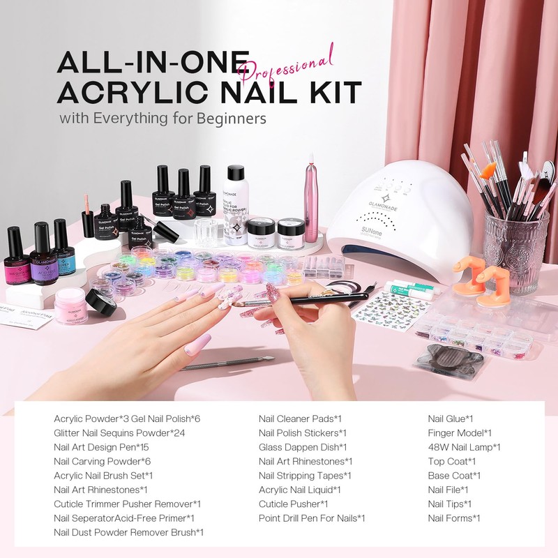 Glamonade Acrylic Nail Kit with Everything: Professional Nail Kit Set