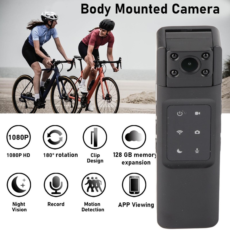 Body Mounted Camera with Back Clip 1080P Wifi Night Vision