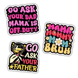 HOSALA (3in - 3Pcs) Funny Mother's Day Sticker Pack for Mom, Mama Sticker Decal, Gift for Mother Grandma Daughter Sister Bestie, Decor for Laptop PC Tablet Book Window Planner Vehicle Helmet Vehicles